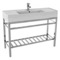 Modern Ceramic Console Sink and Polished Chrome Base, 48